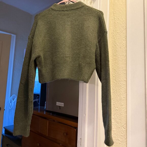 zara moss green crop cardigan - Picture 2 of 4